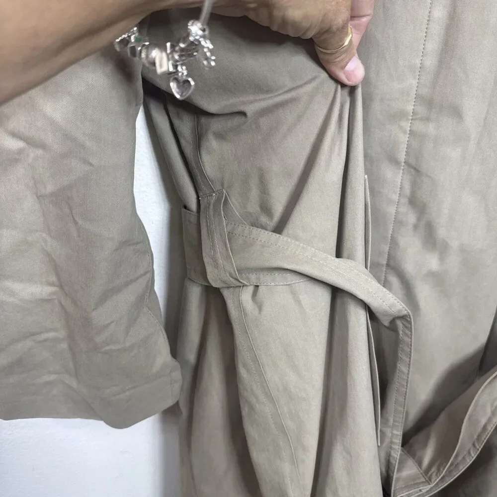 (W3) Jos A Bank Mens Trench Coat Size 40S Beige Removable Lining